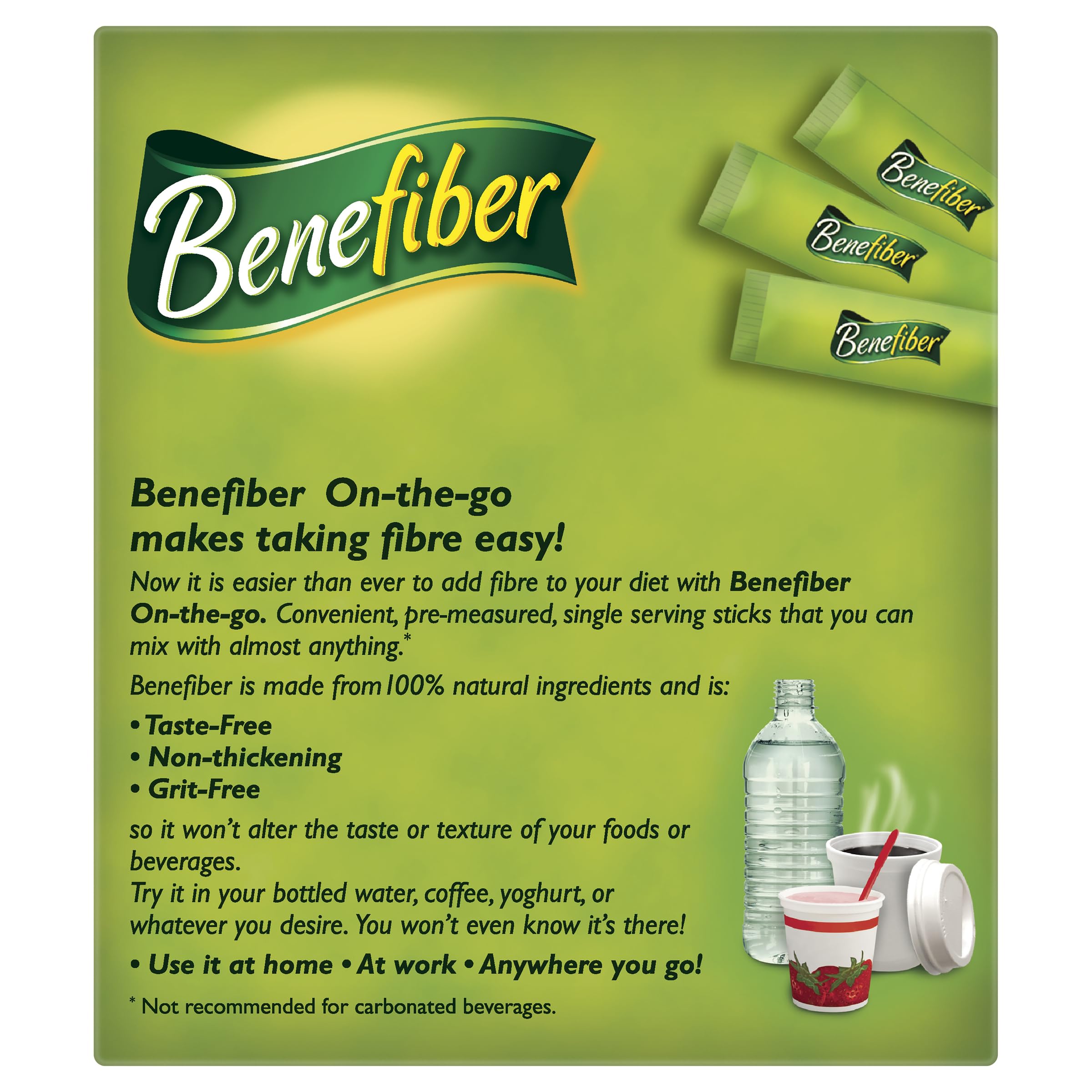 Benefiber polvo textura fina que se disuelve transparente