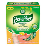 Benefiber sobre al frente mostrando diseño y sabor fresa limonada, práctico para llevar