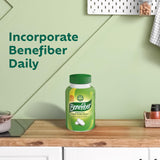 Benefiber textura de caplet de cerca que indica pureza y consistencia vegetal