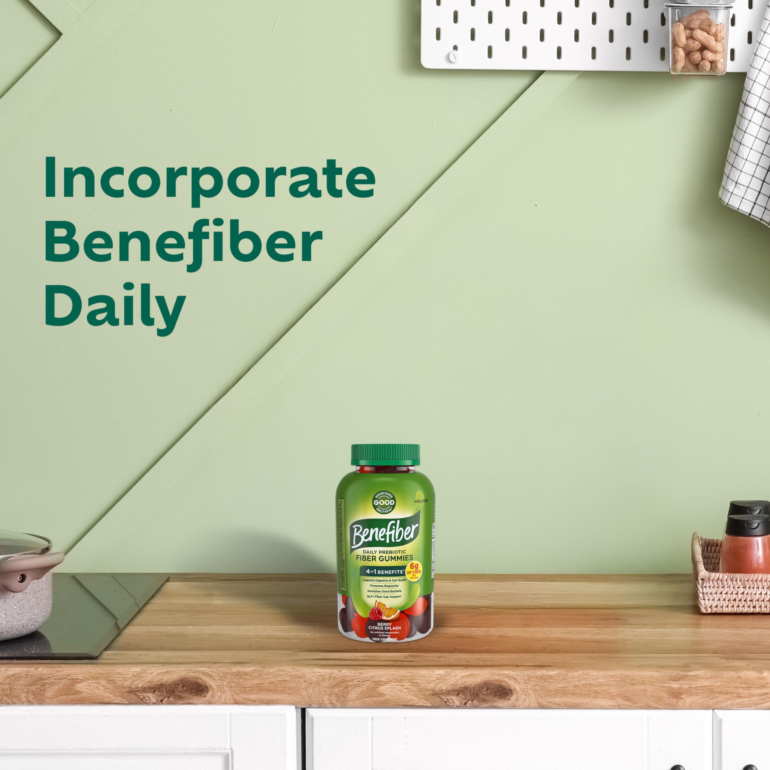 Benefiber textura de gomita detalle que resalta sabor natural y suavidad