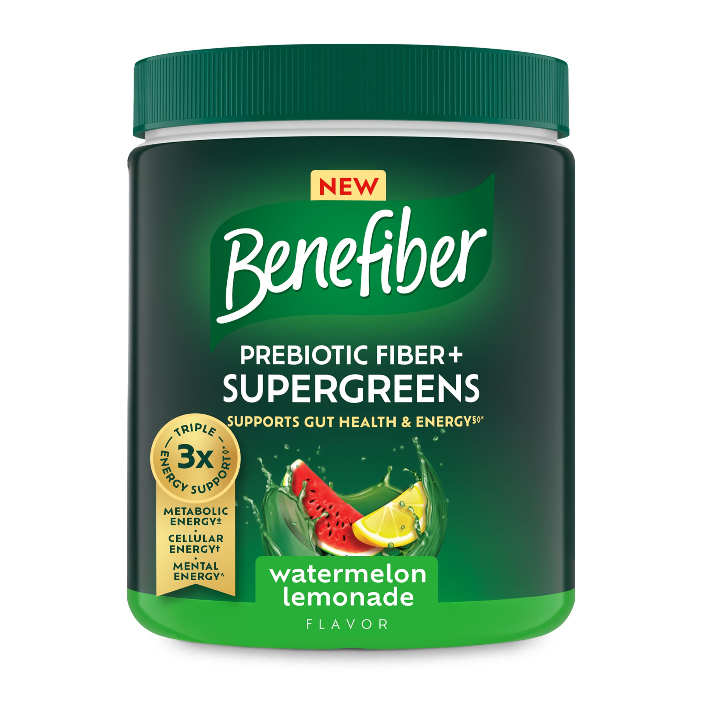 Benefiber envase frontal sabor sandía-limonada mostrando presentación y beneficio práctico
