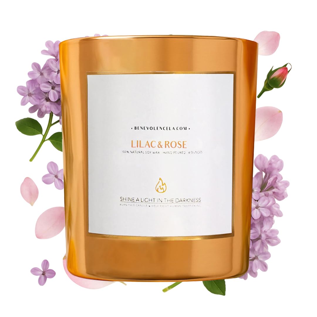 Benevolence LA vela frontal Lilac & Rose en vidrio negro, estética elegante