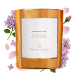 Benevolence LA vela frontal Lilac & Rose en vidrio negro, estética elegante