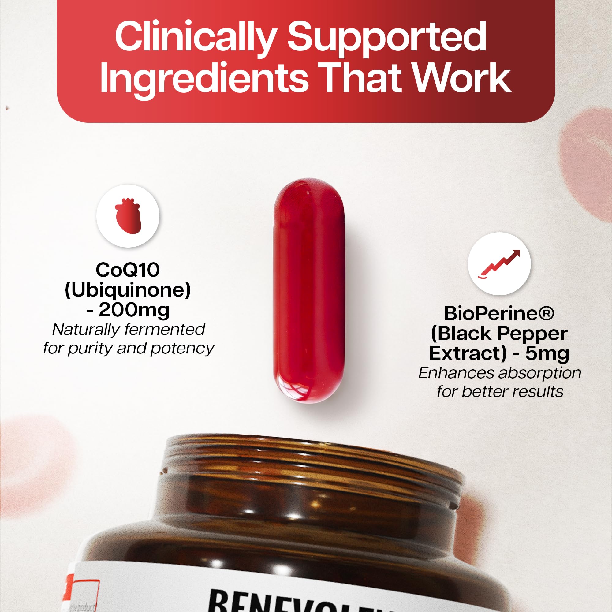 Benevolent Nourishment etiqueta con lista de ingredientes y certificaciones claras