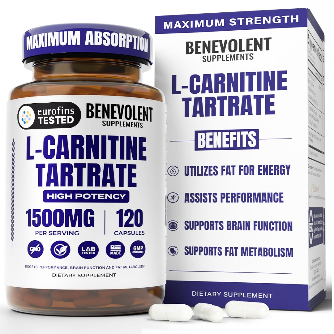 Benevolent Nourishment envase frontal mostrando L Carnitine y pureza del producto