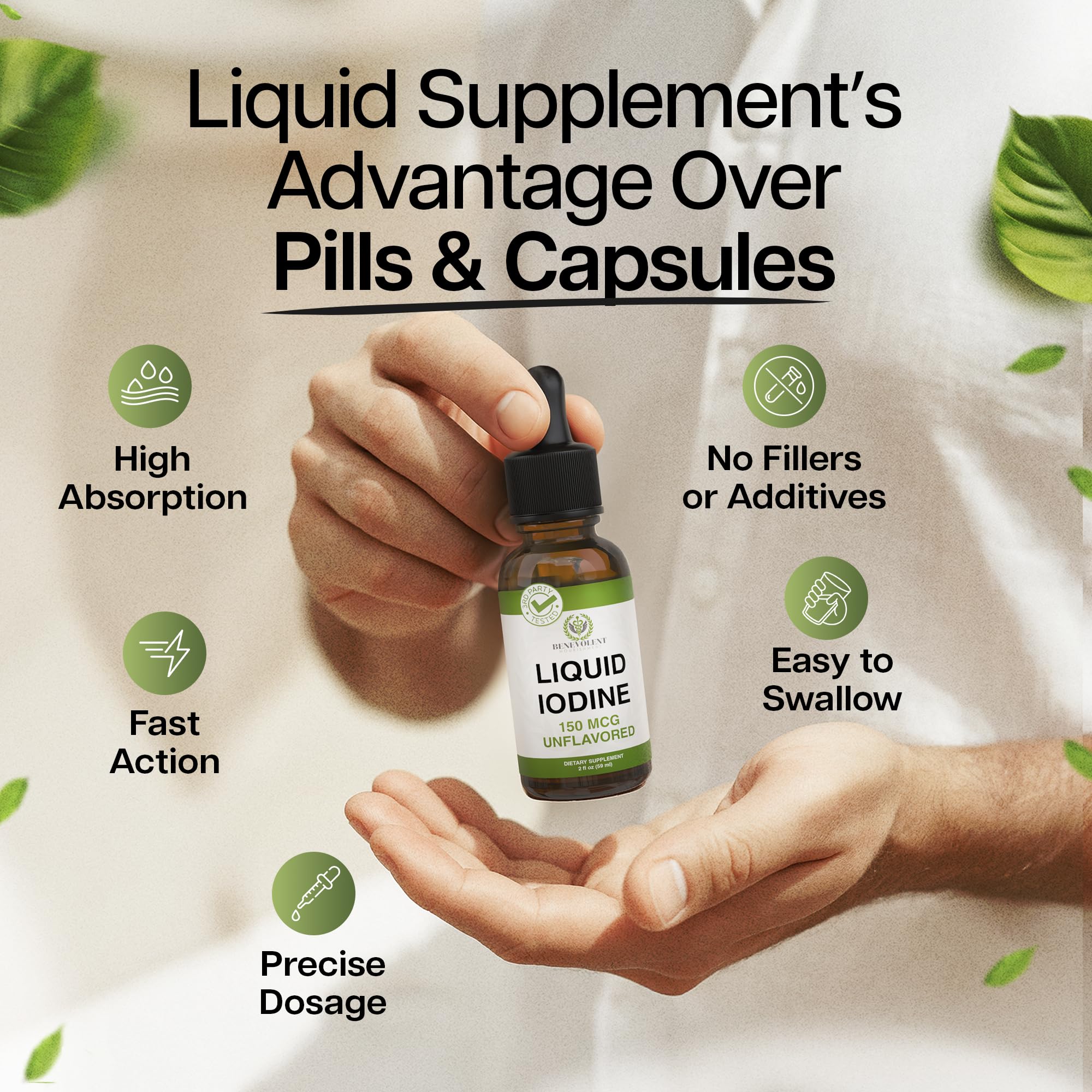 Benevolent uso sublingual con gotas, ventaja de absorción rápida