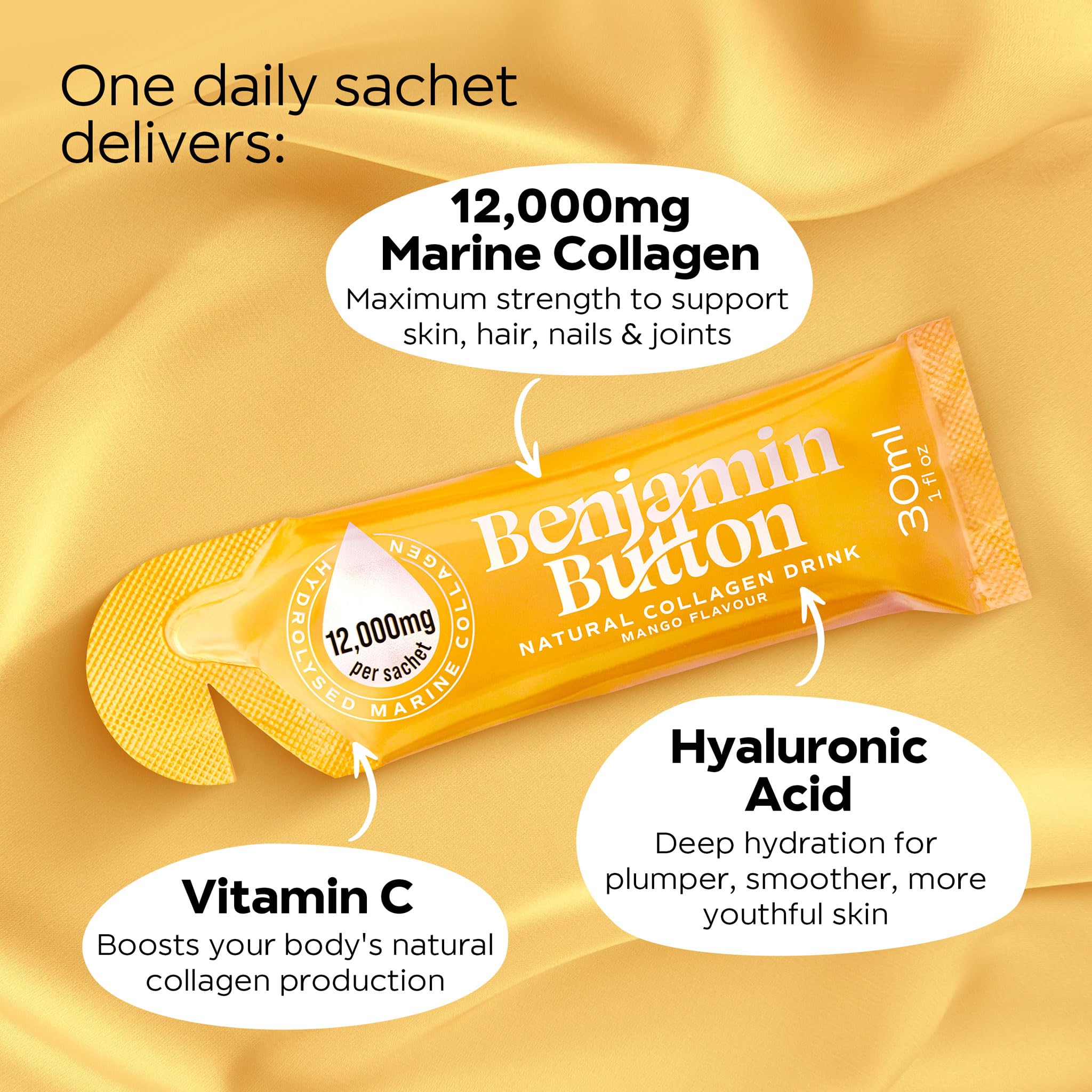Benjamin Button primer plano del líquido mostrando textura clara y fácil absorción