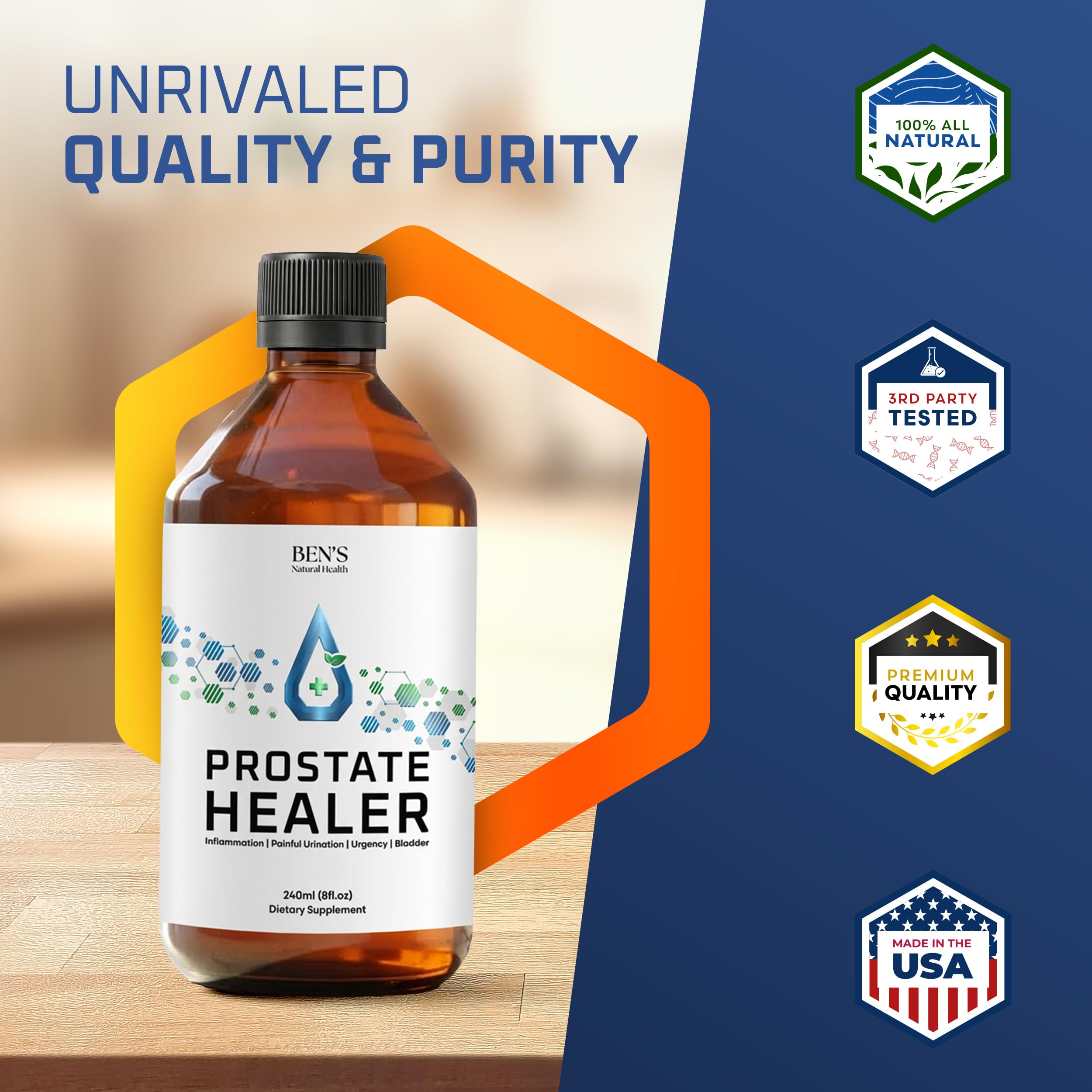Ben's Natural Health tintura en vaso de agua lista para consumo, uso práctico diario