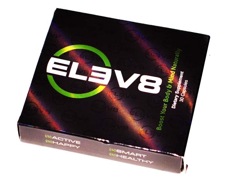 BEpic ELEV8 envase junto a una regla para comparar tamaño y cantidad