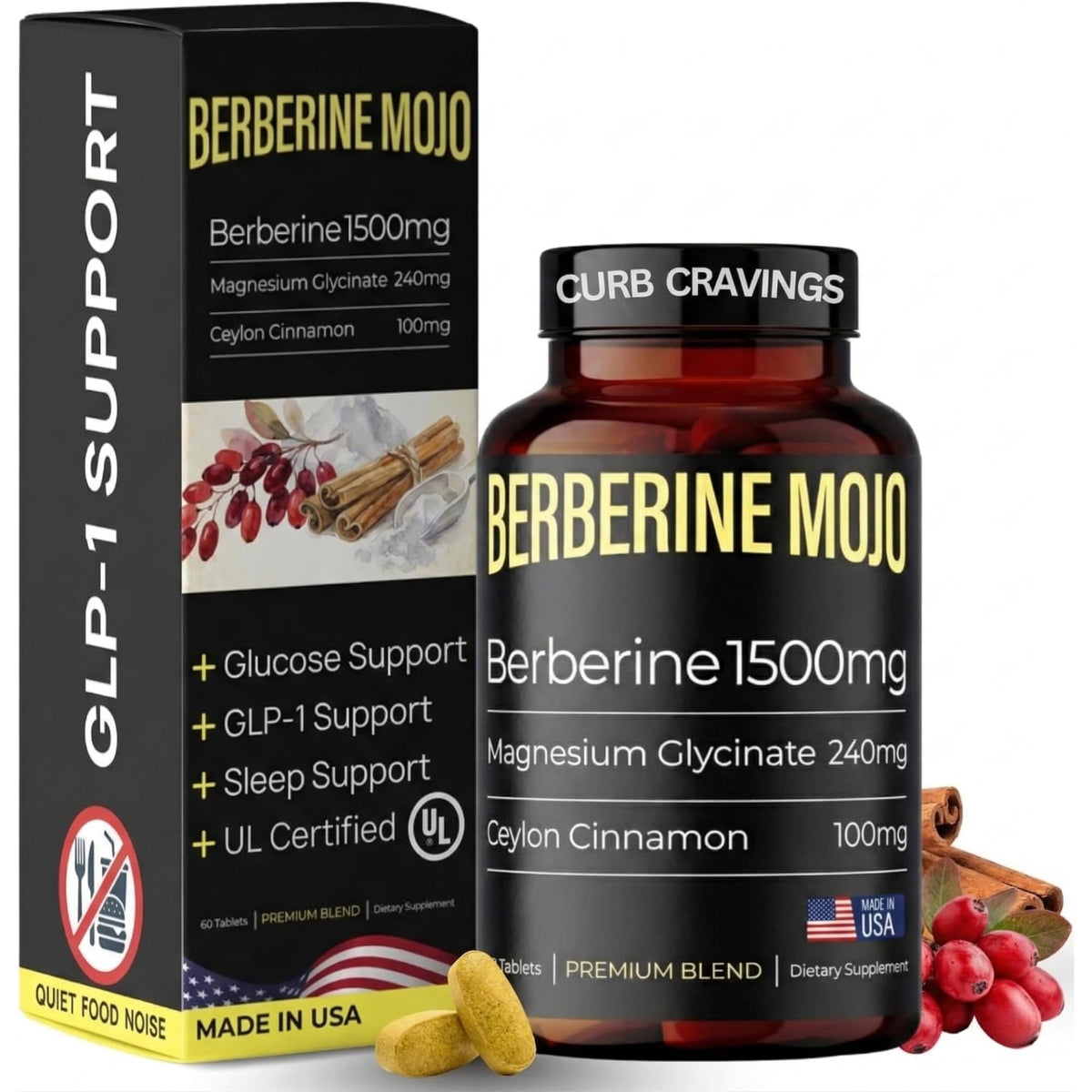 Berberine Mojo frente del empaque mostrando diseño y dosis destacada