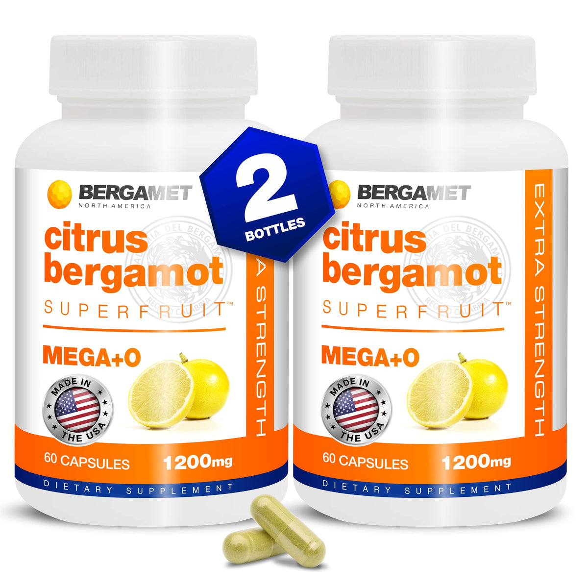 BergaMet envase frontal mostrando 120 cápsulas y beneficio de concentración