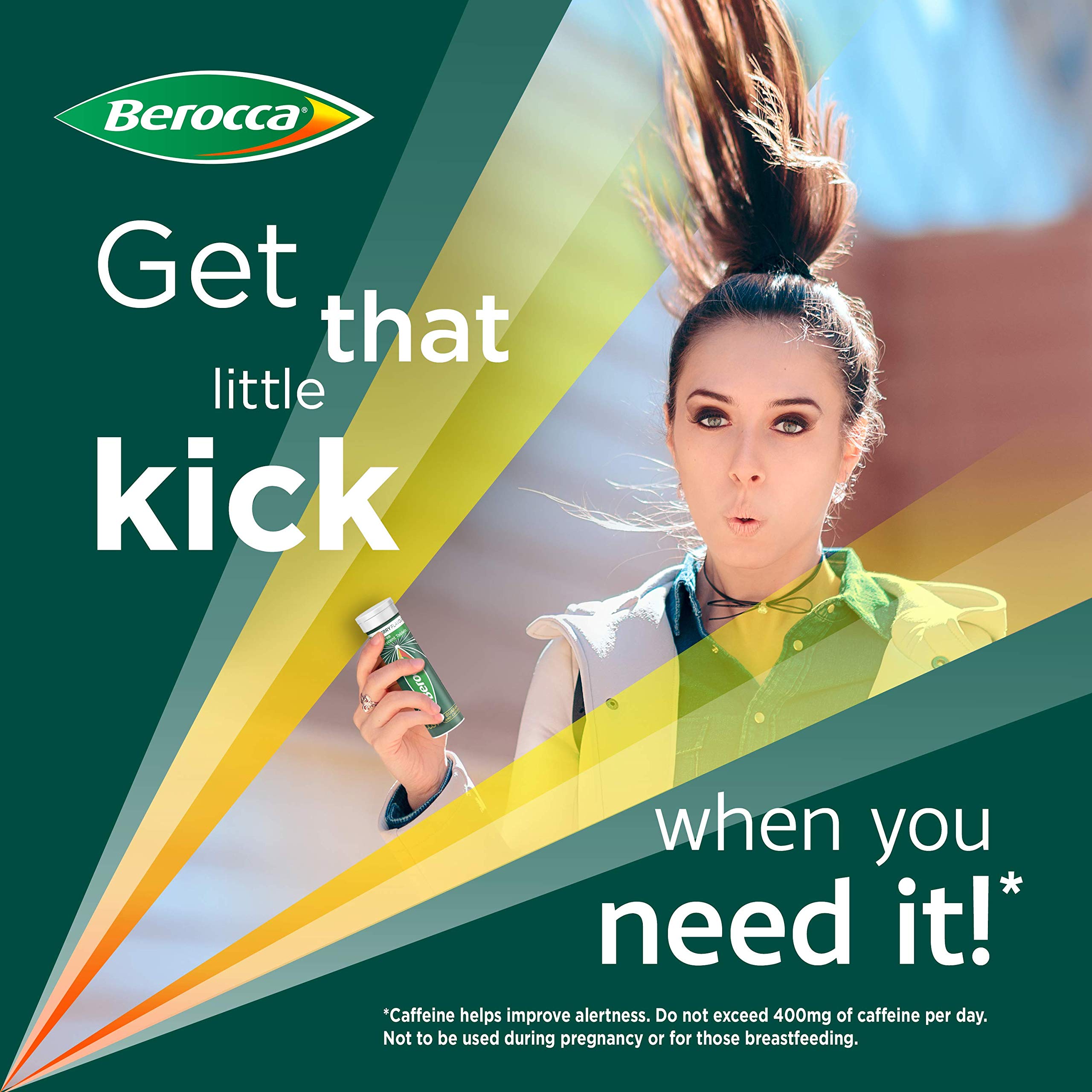 Etiqueta de Berocca con lista de vitaminas y minerales visible