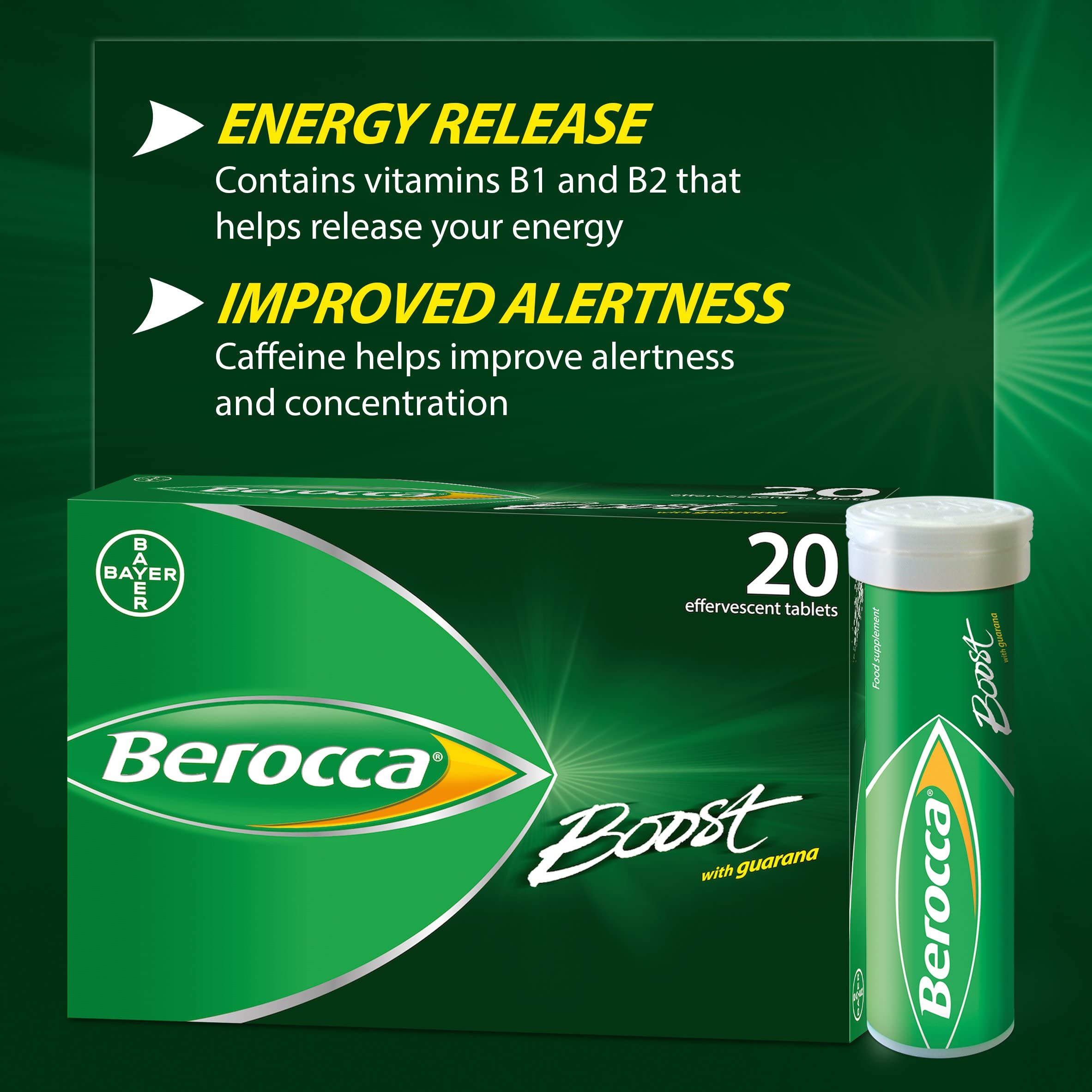 Espuma efervescente de Berocca mientras se disuelve, acción rápida