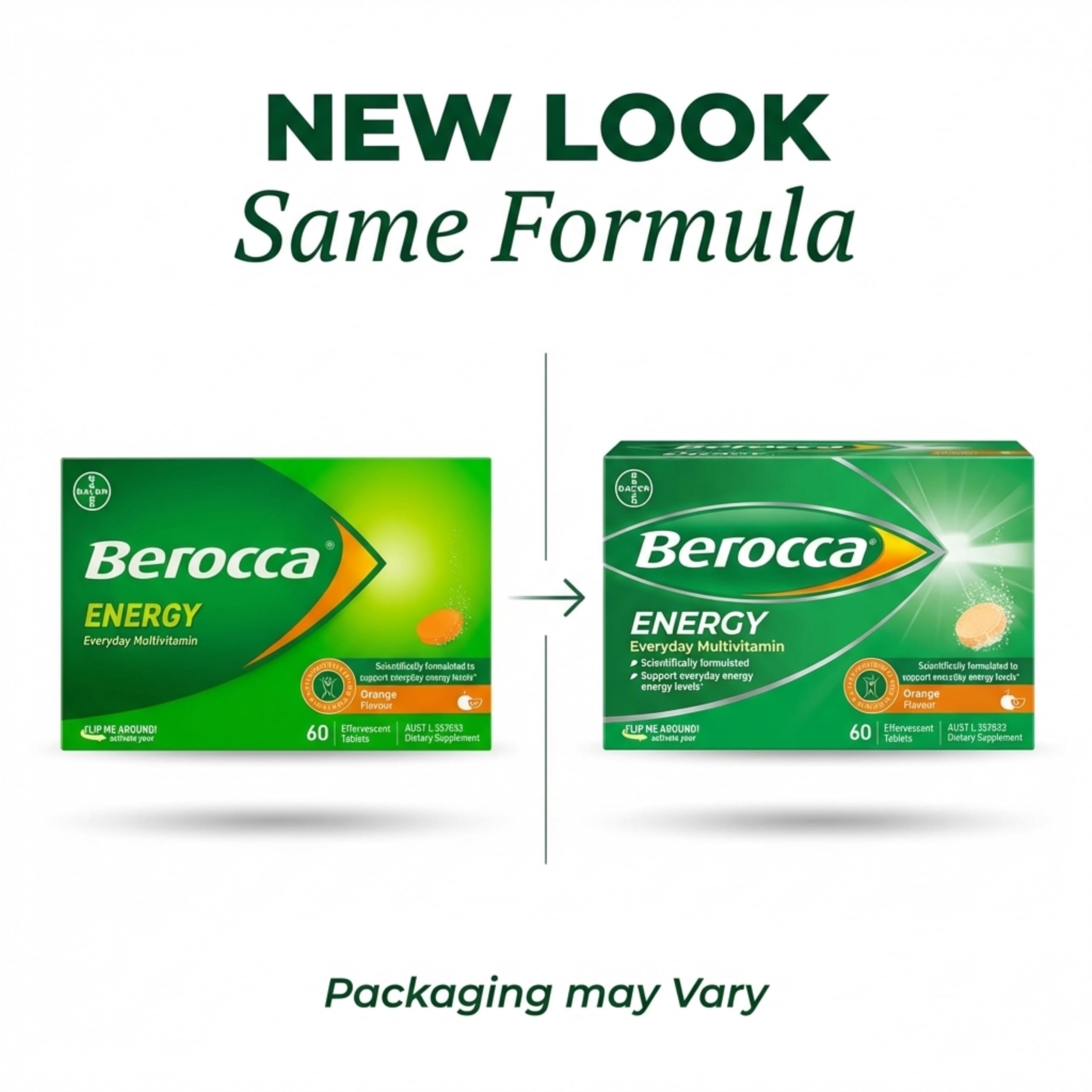Berocca tableta comparada con mano para apreciar tamaño y portabilidad