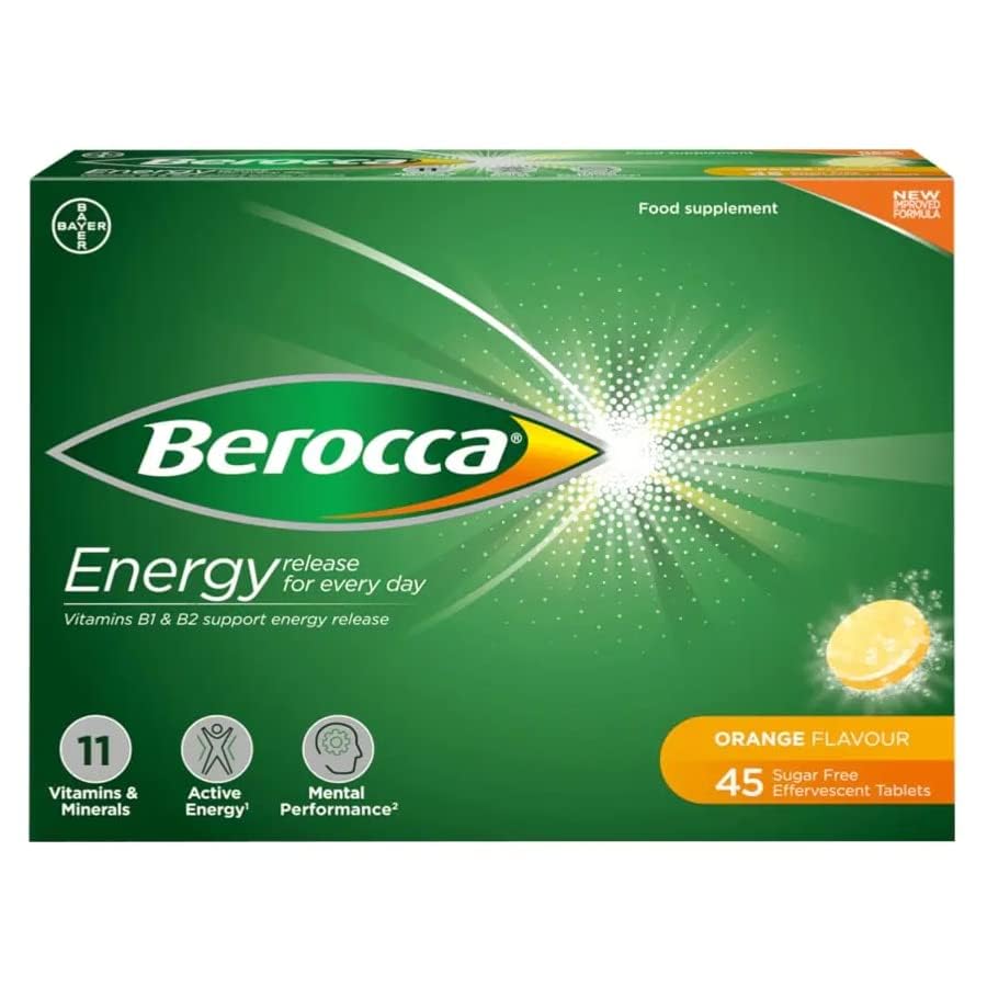 Escena de oficina con Berocca en escritorio para recarga de energía