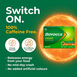 Berocca tableta efervescente disolviéndose en agua, bebida refrescante
