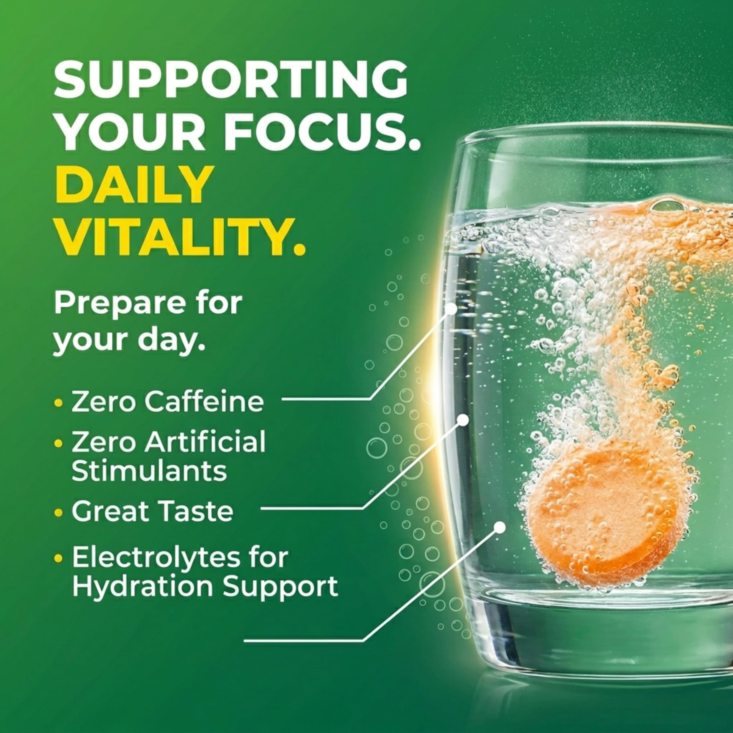Berocca tableta efervescente disolviéndose en agua, demostrando rápida disolución y fácil uso