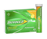 Berocca en vaso disolviéndose rápida efervescencia y sabor naranja