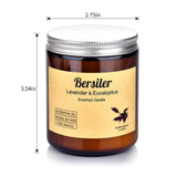 Bersiler etiqueta con lavanda y eucalipto, beneficio información clara