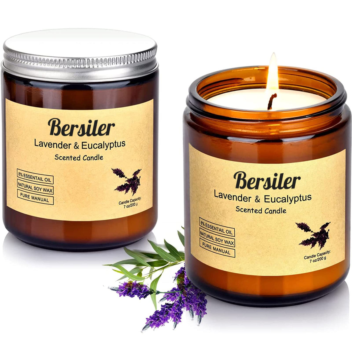 Bersiler pack frontal de dos velas mostrando presentación y beneficio relajante