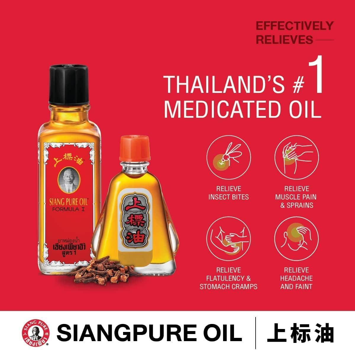 Bertram siang pure red oil gota de aceite sobre piel, muestra textura y concentración