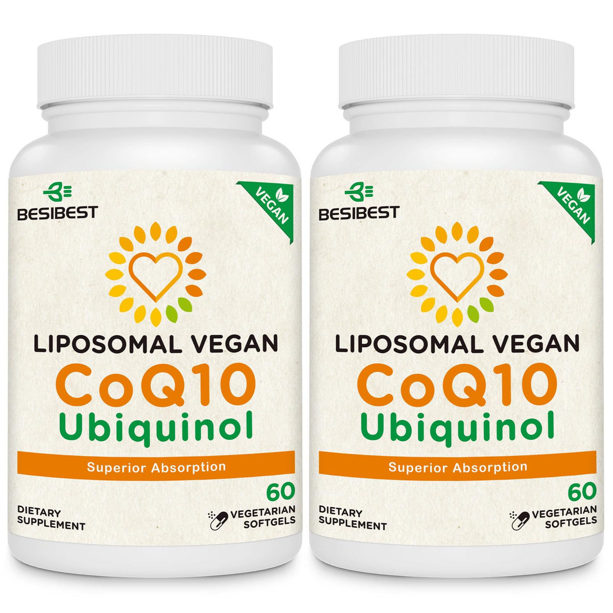 Besibest frontal del envase mostrando liposomal CoQ10 y alta potencia
