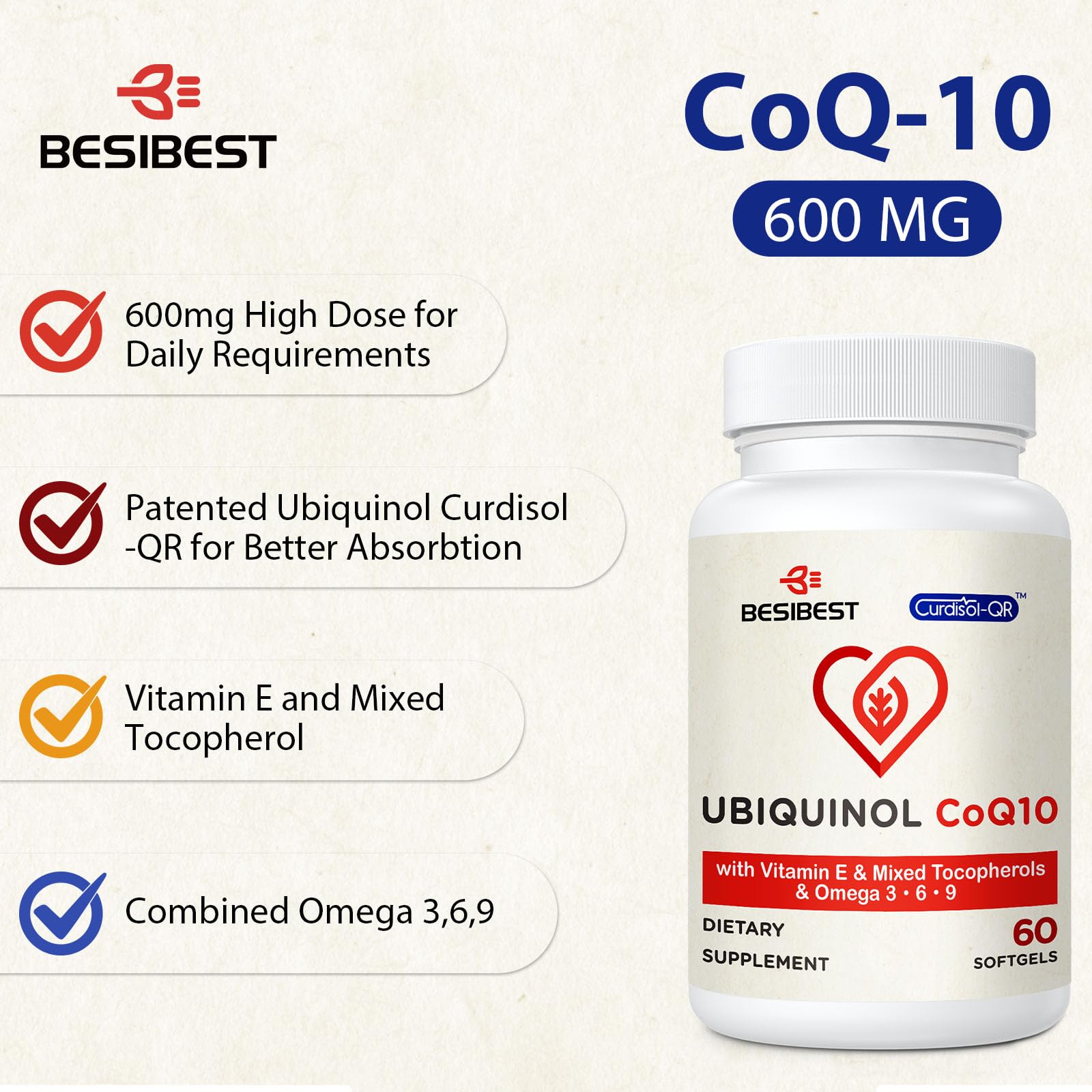 Besibest cápsula junto a una moneda para mostrar tamaño real