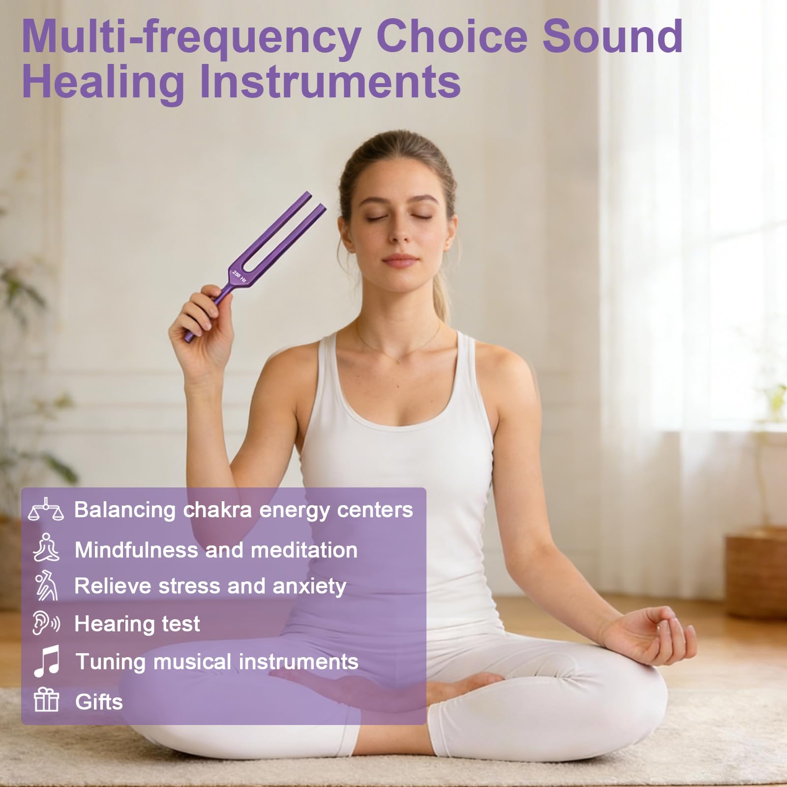 BESMORY diapasone en uso durante meditación para relajación audible