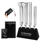 BESMORY set frontal mostrando cuatro diapasones y activador, organización y profesionalidad