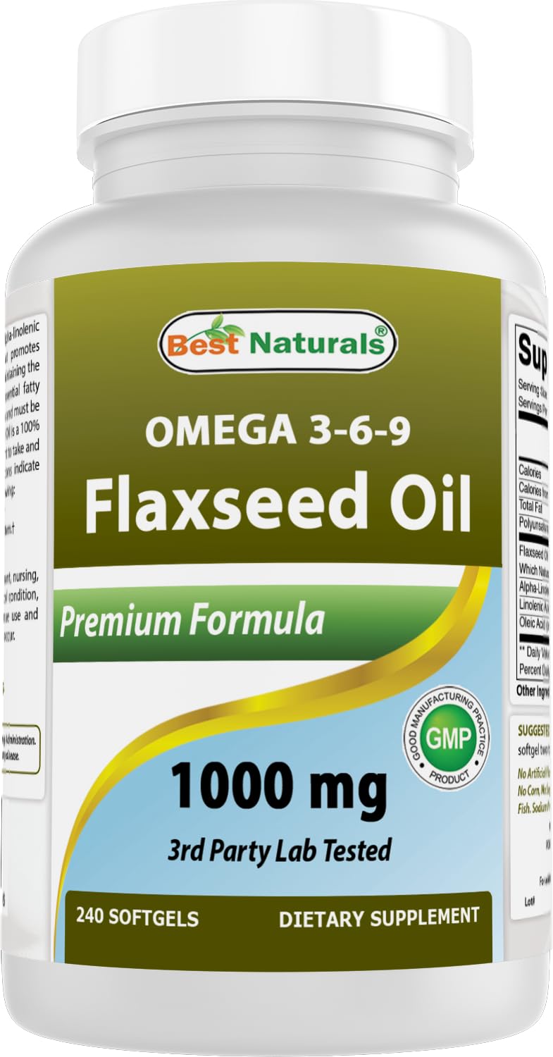 Best Naturals envase frontal mostrando 240 softgels y beneficios visuales