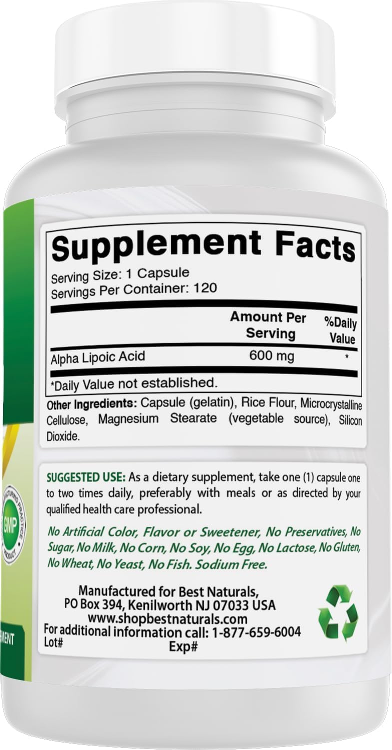 Best Naturals etiqueta con información nutricional y certificaciones visibles