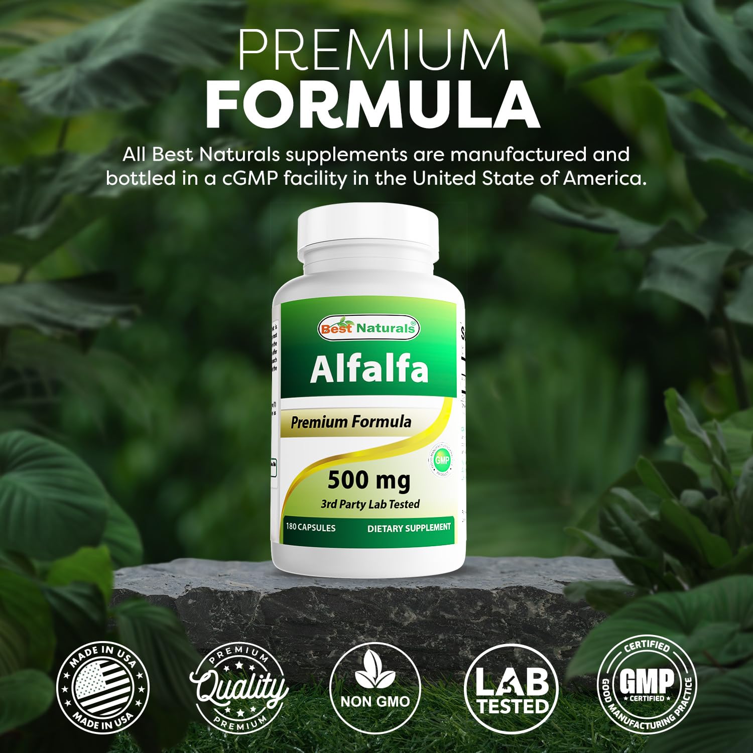 Best Naturals etiqueta nutricional enfocada en ingredientes y pruebas de laboratorio