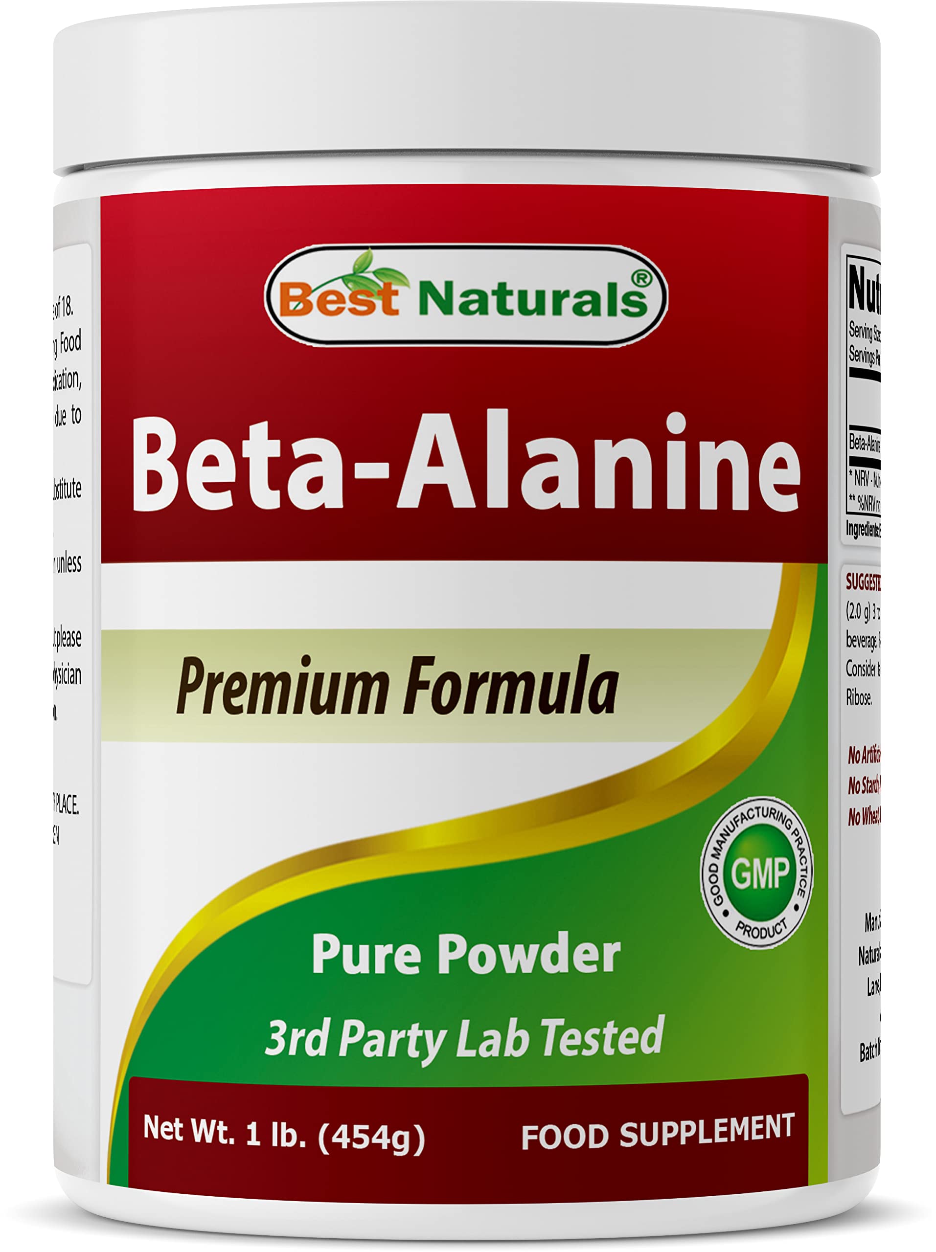 Best Naturals envase frontal del polvo puro con información clara de porciones