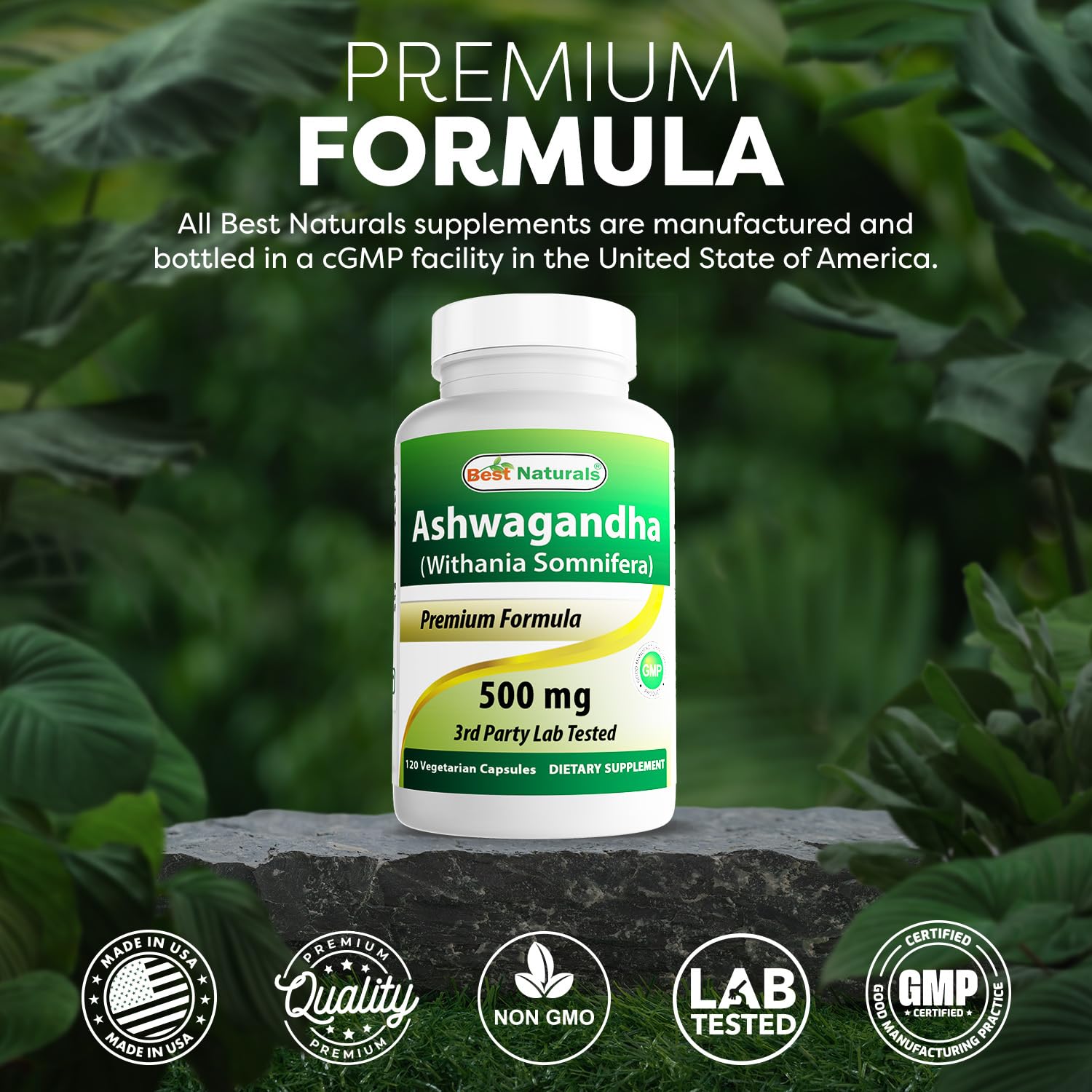 Best Naturals botella abierta con cápsulas visibles para control de dosis