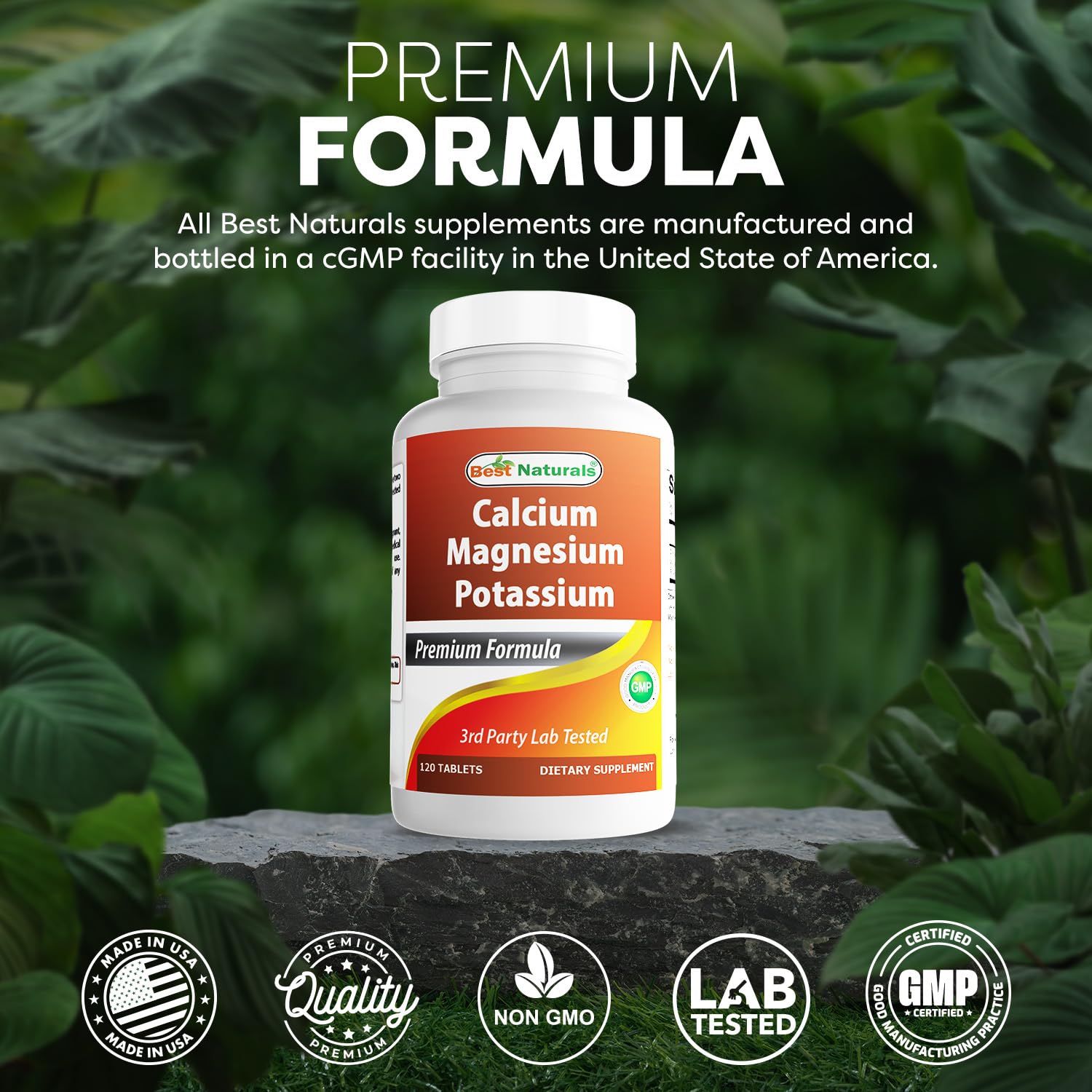 Best Naturals botella abierta con tabletas accesibles y ordenadas