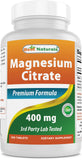 Best Naturals envase frontal del citrato de magnesio 250 tabletas que muestra la marca y beneficios