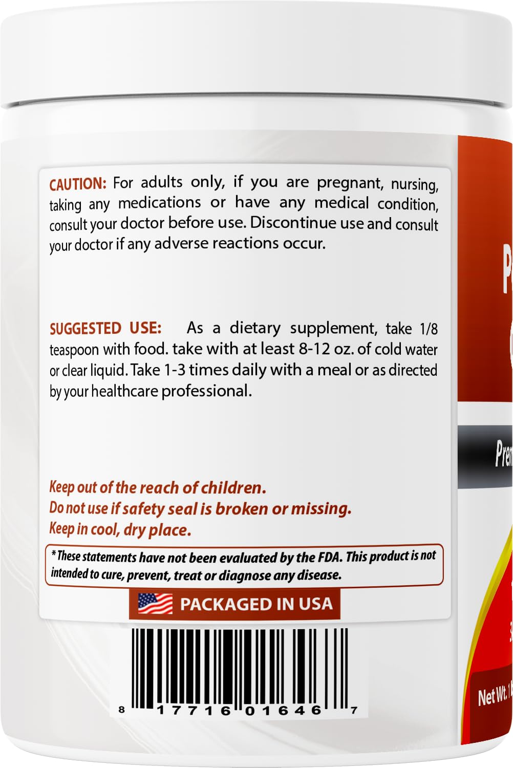 Best Naturals caja con información nutricional y sellos de pruebas de terceros