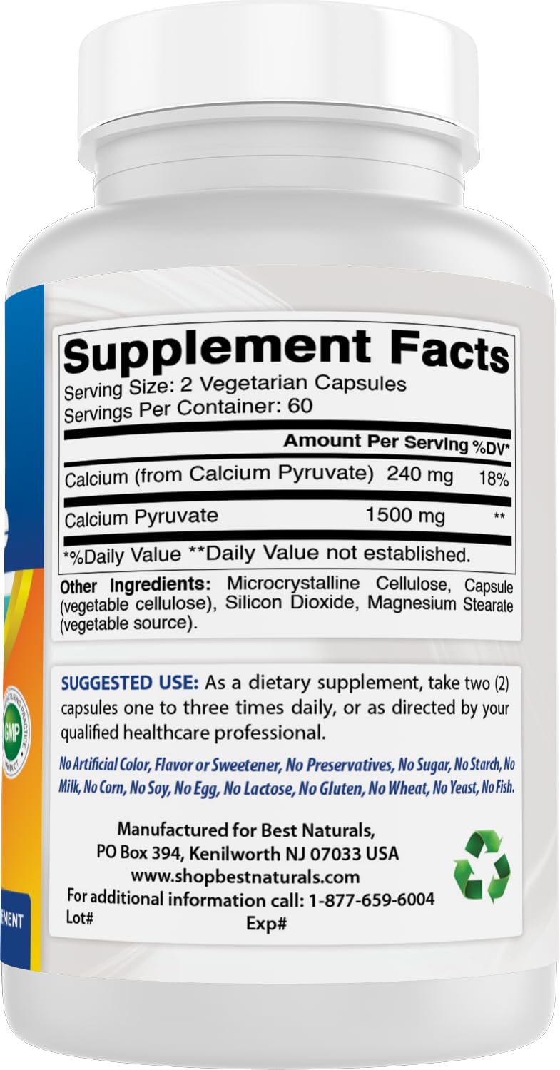 Best Naturals etiqueta con información de ingredientes y pruebas de laboratorio