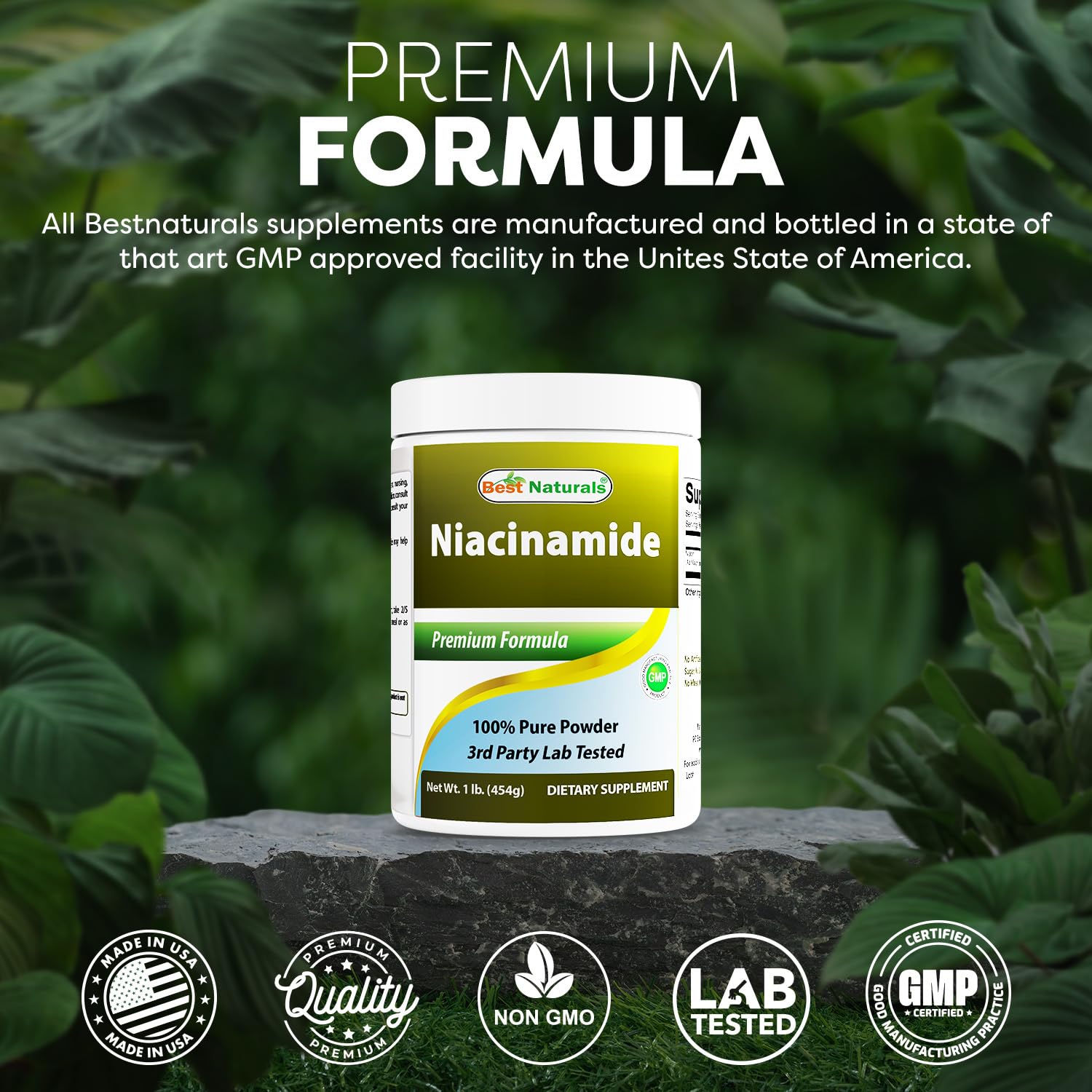 Best Naturals comparación de tamaño junto a una cuchara medidora, percepción de volumen