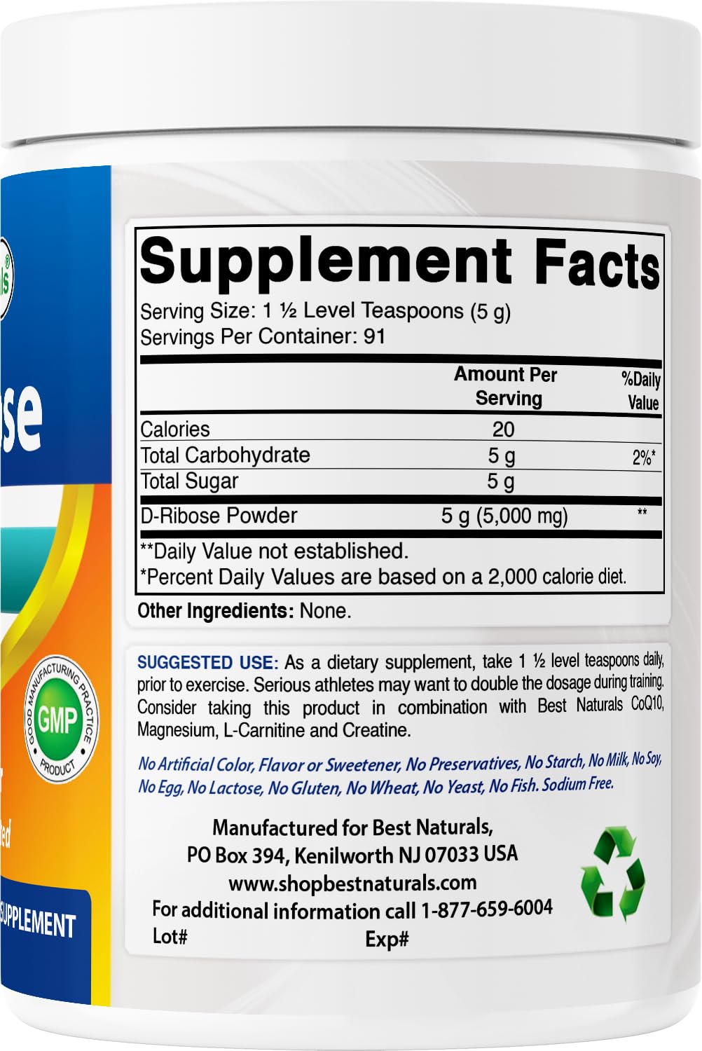 Best Naturals etiqueta con información de pureza y certificaciones visibles