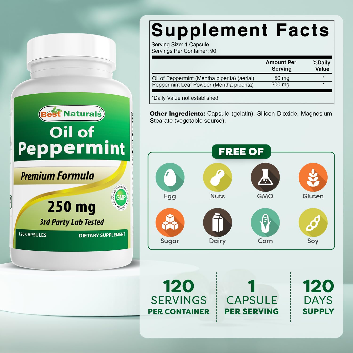 Best Naturals cápsula abierta mostrando polvo y beneficio de dosificación