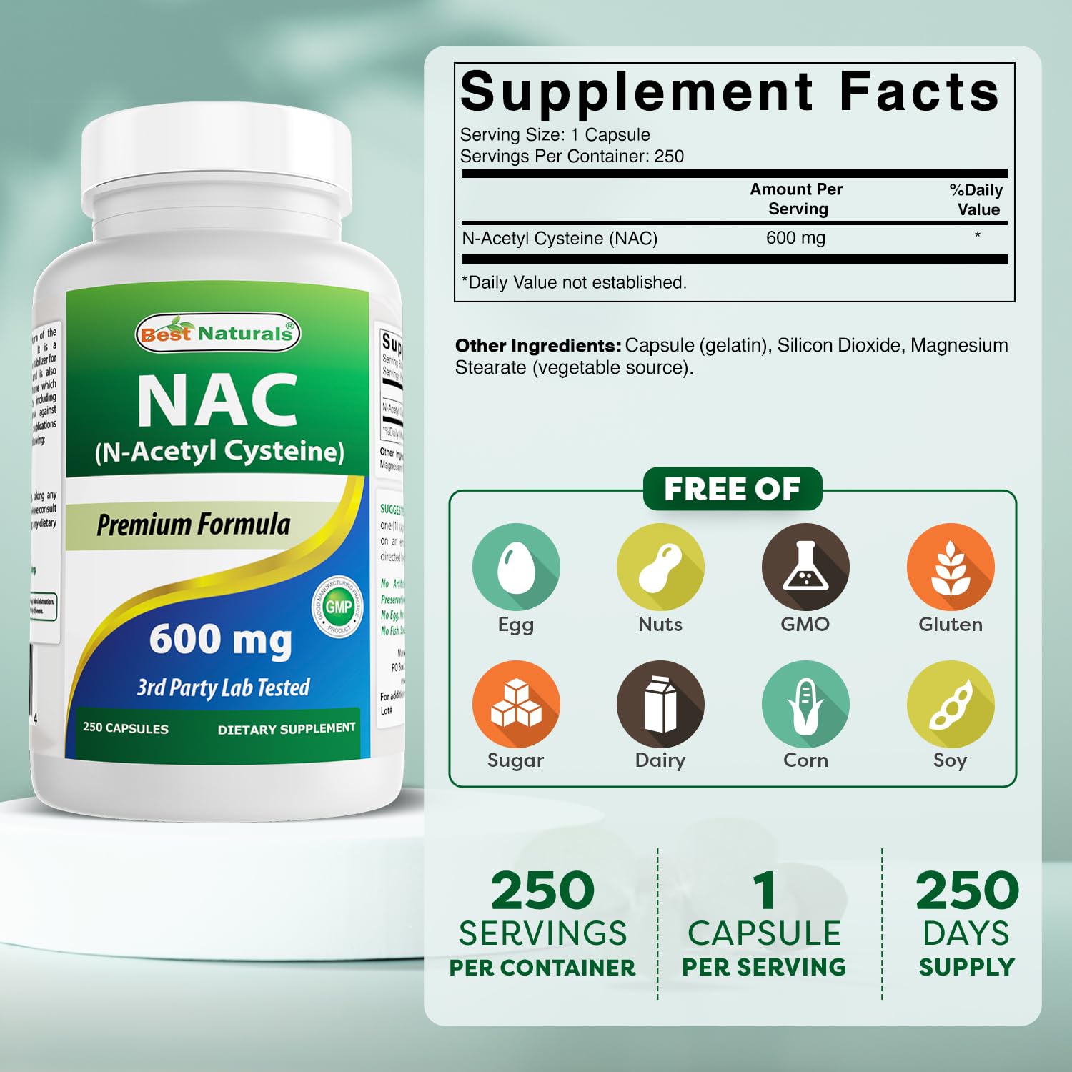 Best Naturals etiqueta en primer plano con información clara y beneficios