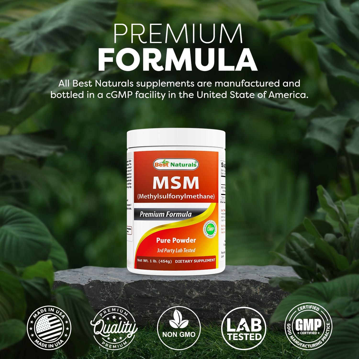 Best Naturals etiqueta con lote y pruebas de laboratorio visibles