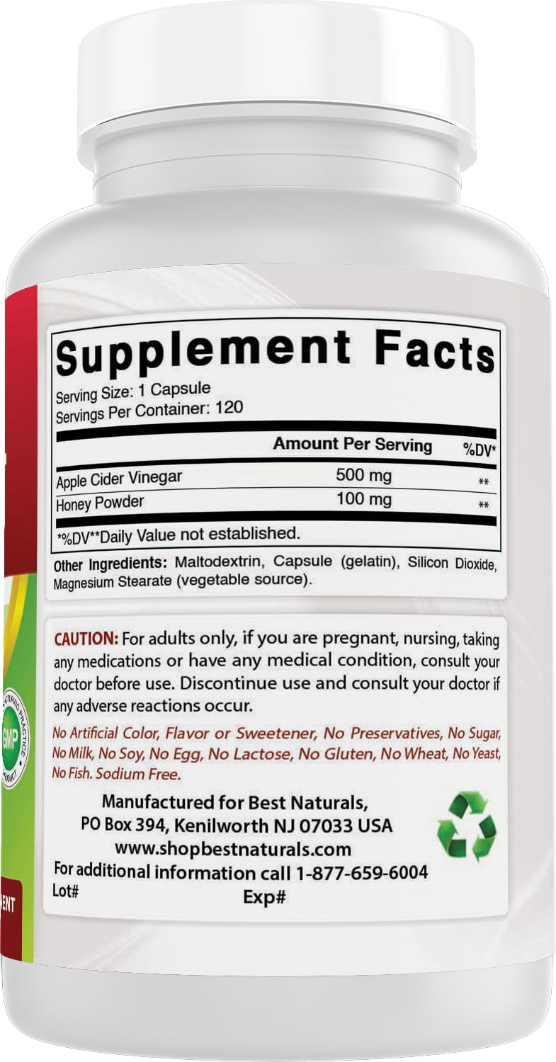 Best Naturals etiqueta nutricional cercana que muestra ingredientes transparentes