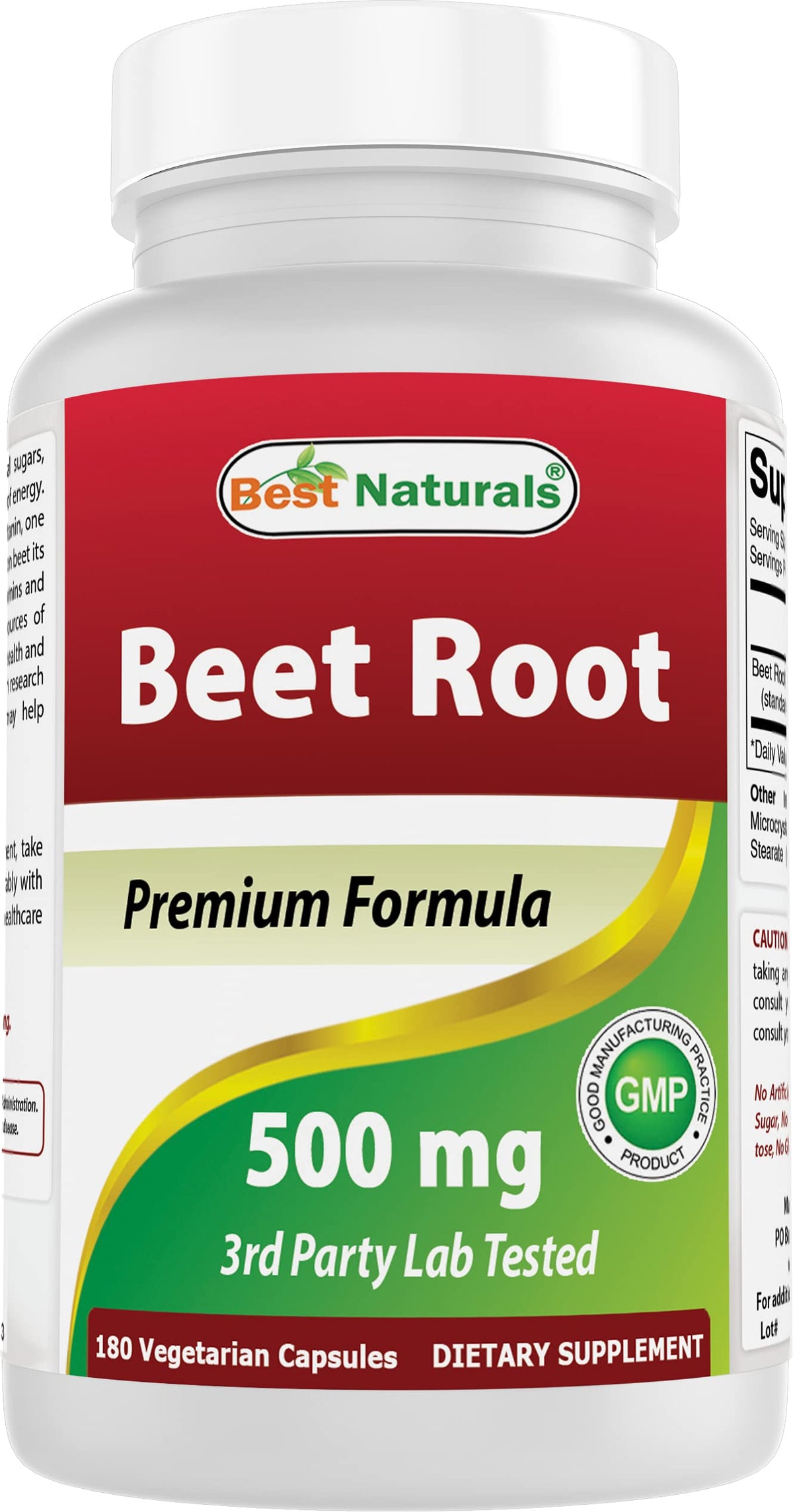Best Naturals frasco delantero mostrando 180 cápsulas, comodidad y suministro prolongado