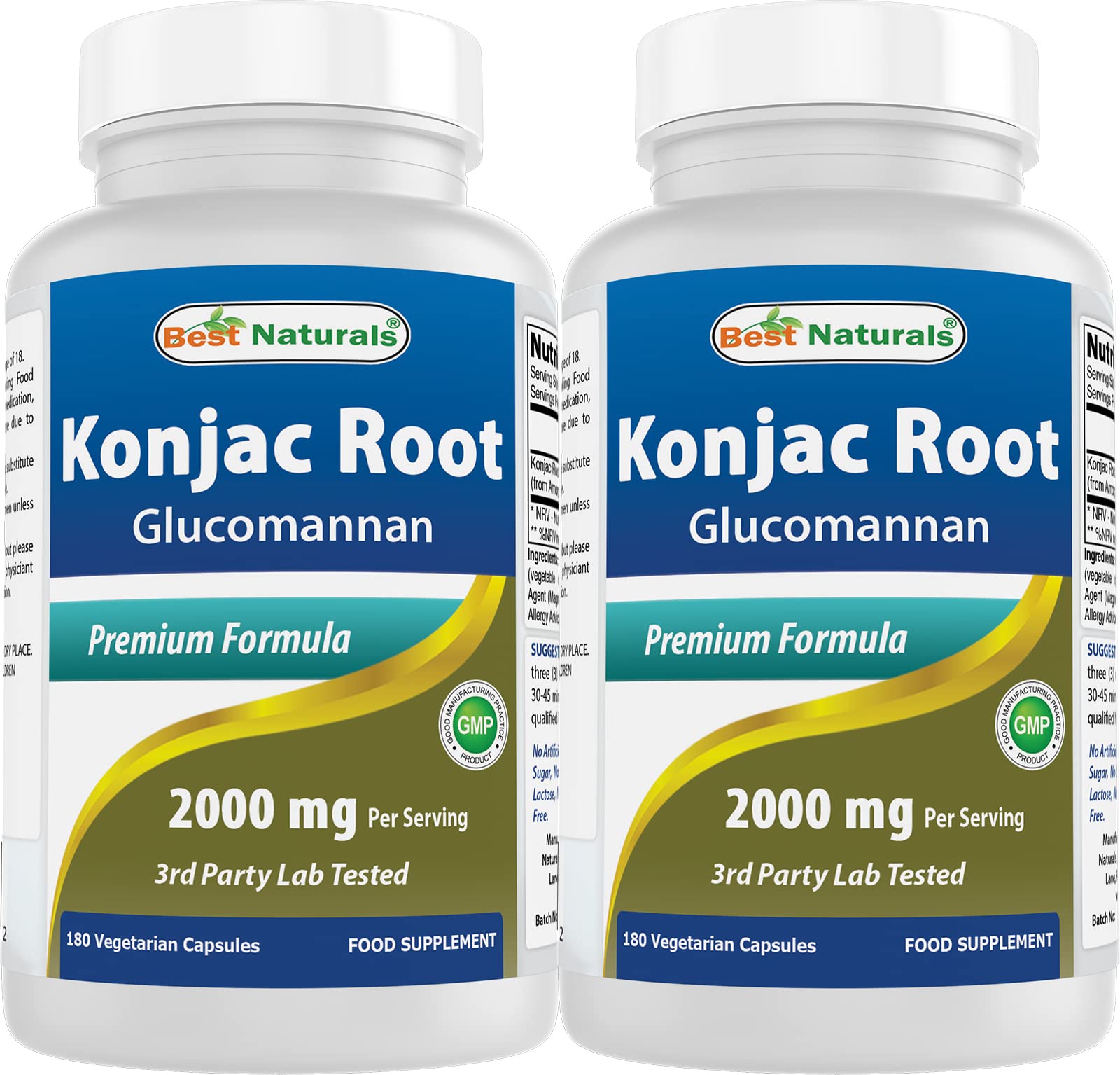 Best Naturals envase frontal de Konjac con información clara y beneficios