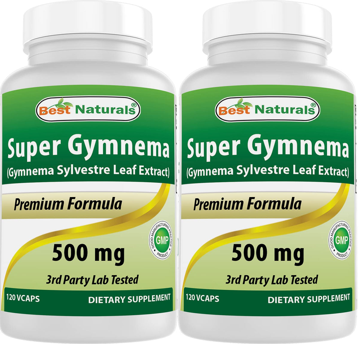 Best Naturals frasco frontal de Gymnema Sylvestre 500 mg con texto legible y diseño claro