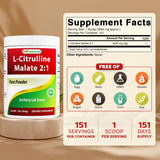 Best Naturals textura del polvo de L-Citrulline Malate mostrando finura y mezcla fácil