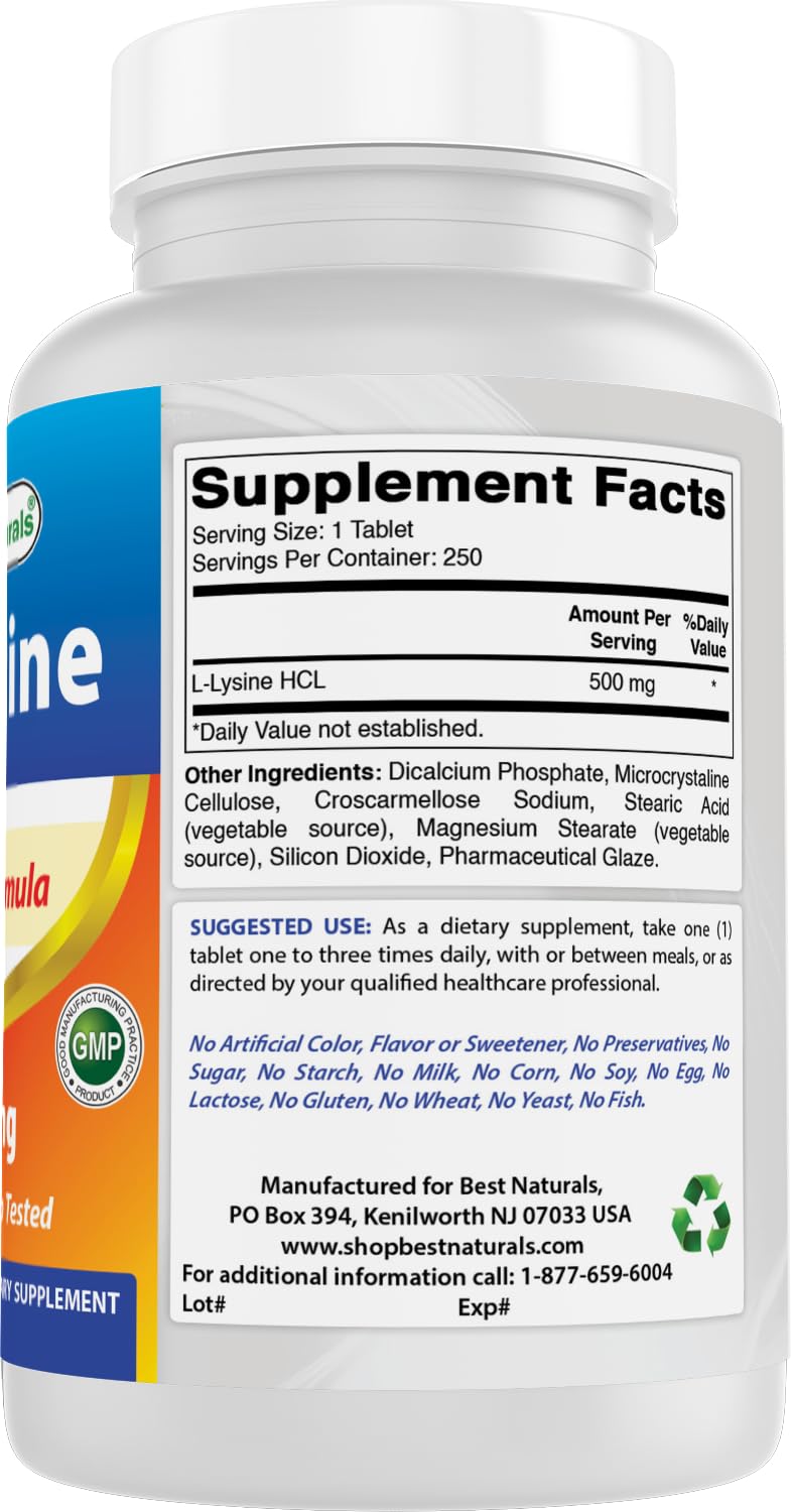 Best Naturals enfoque en lista de ingredientes sin alérgenos