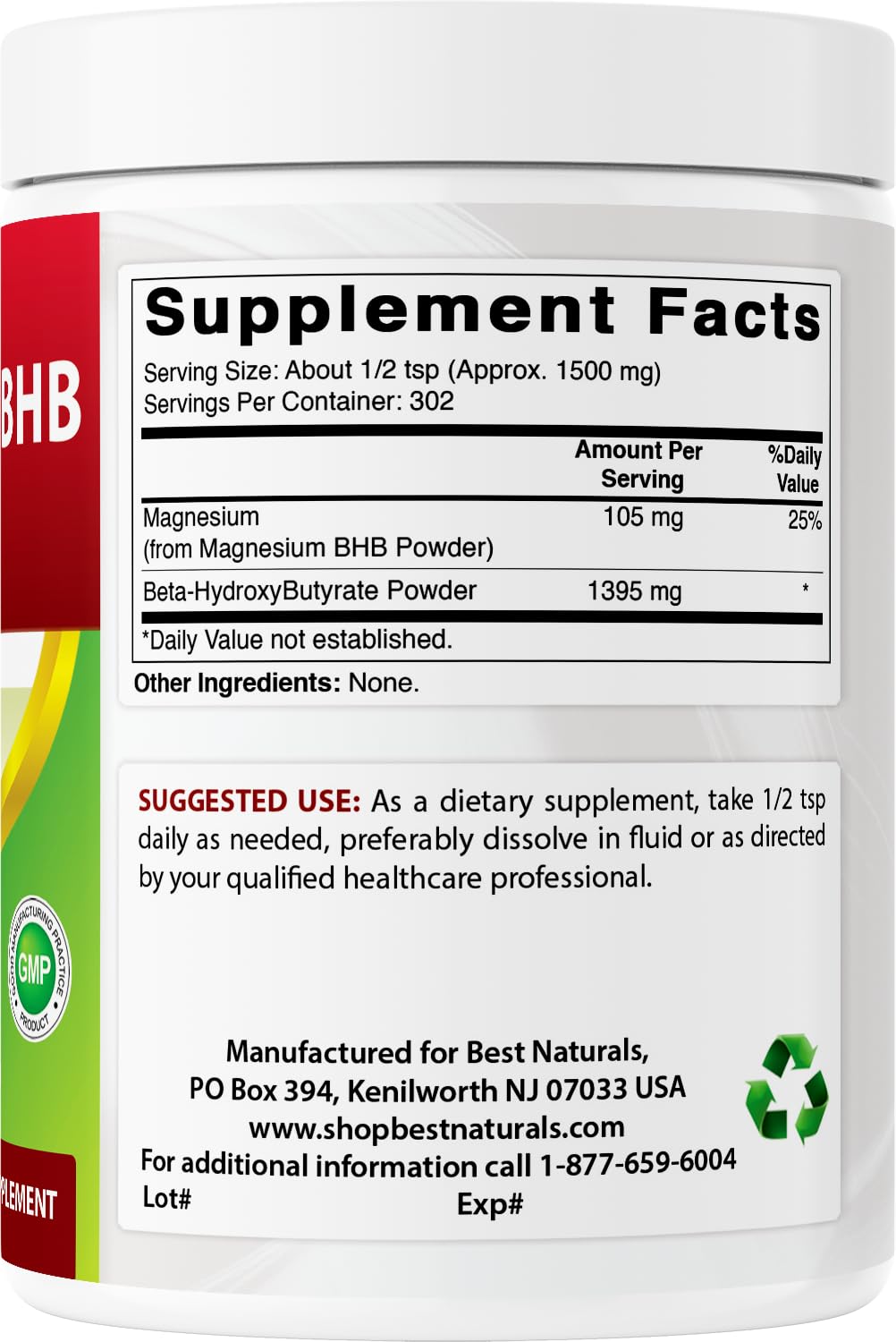 Best Naturals mano sosteniendo el envase para referencia de tamaño